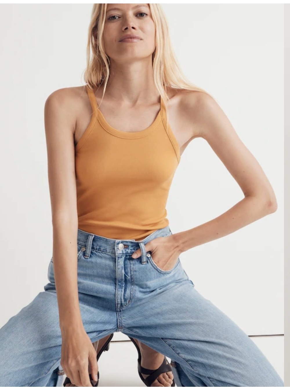 Madewell Ribbed Tank Top in Mustard Yellow